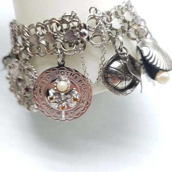 Vintage Sterling Silver Charm Bracelet Huge Travel Collection Rare 1950s 60s MCM - Picture 6 of 16